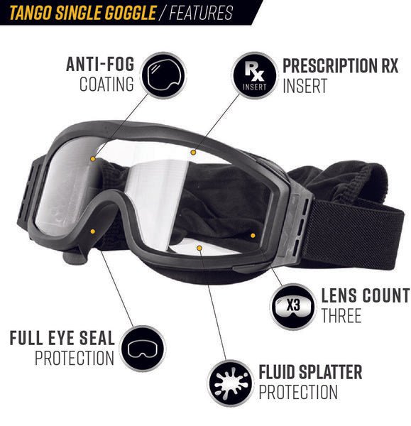 airsoft goggles anti fog Tango Single Lens Airsoft Goggles