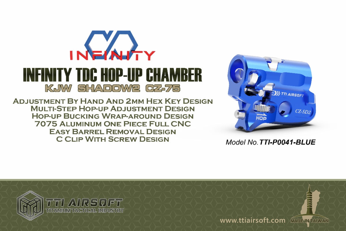 TTI AIRSOFT Infinity KJW SHADOW2 / CZ75 One Piece Full CNC TDC Hop Up Chamber