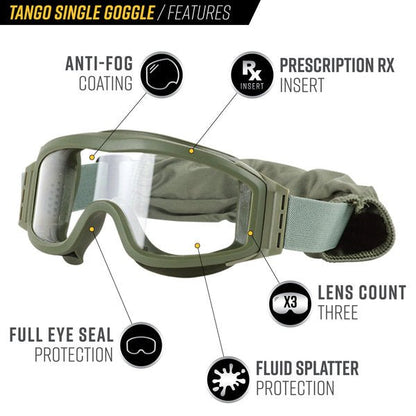 Tango Single Lens Airsoft Goggles - Jefe's Airsoft Solutionsgearheadsethelmet