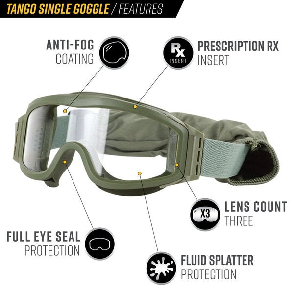 Tango Single Lens Airsoft Goggles - Jefe's Airsoft Solutionsgearheadsethelmet